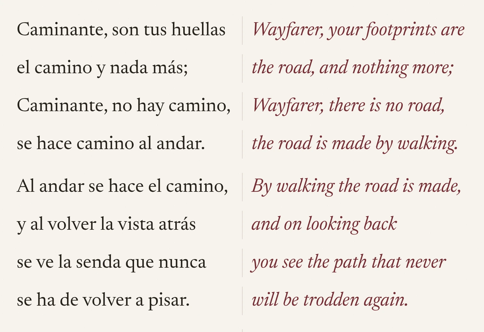 The same page in mirror mode, the original beside its translation