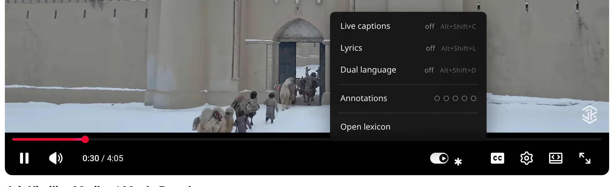 The player button and its small menu